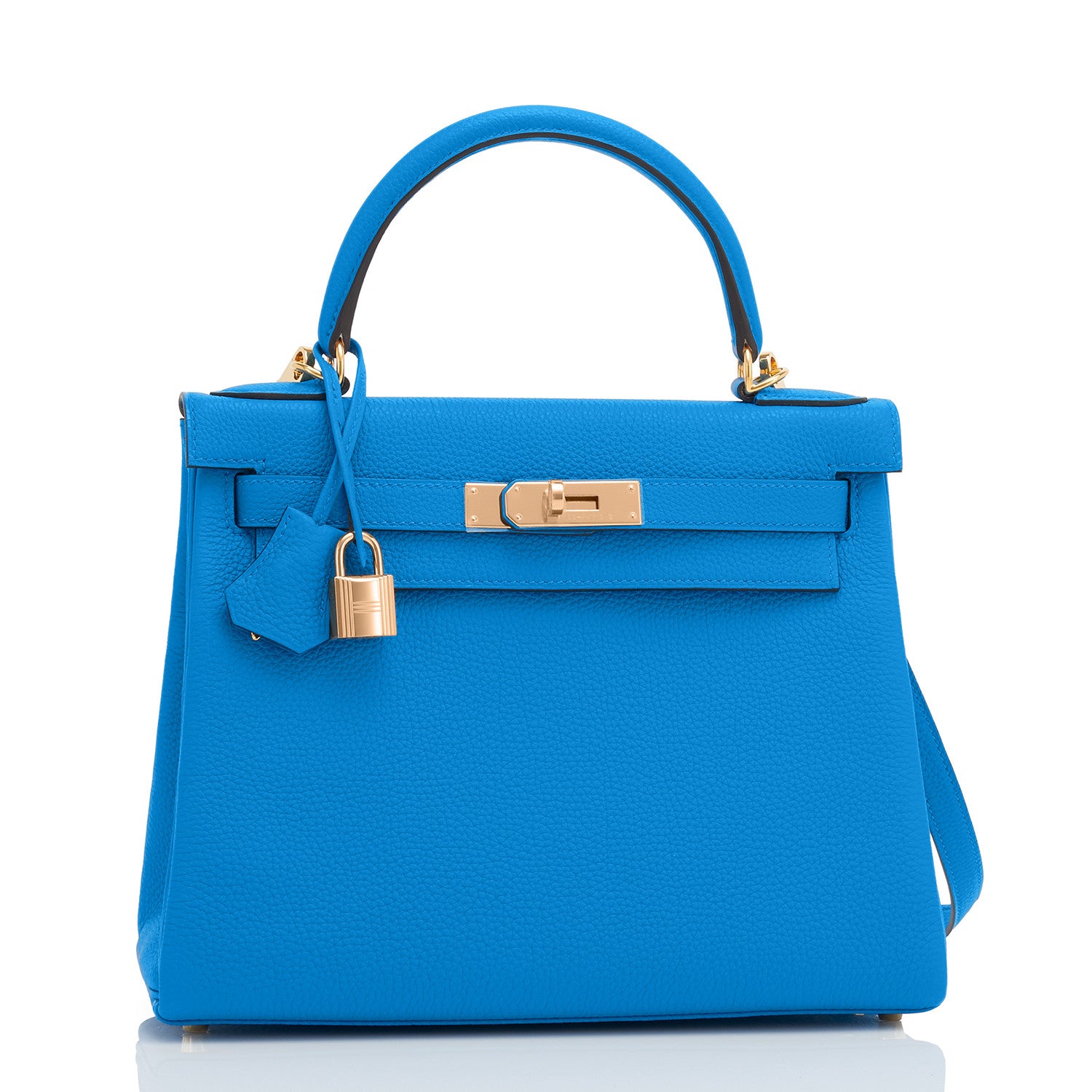 Hermes Blue Zanzibar 28cm Togo Kelly Bag Gold Hardware - Chicjoy