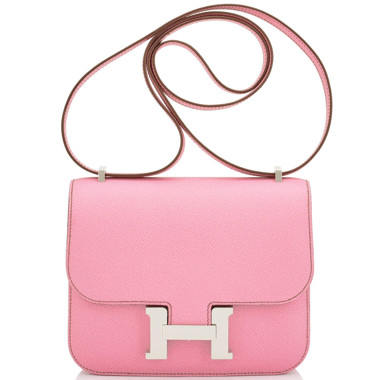 Hermes PHW Constance Mini Shoulder Bag Epsom Rouge De Coeur Mauve Sylvestre  Red