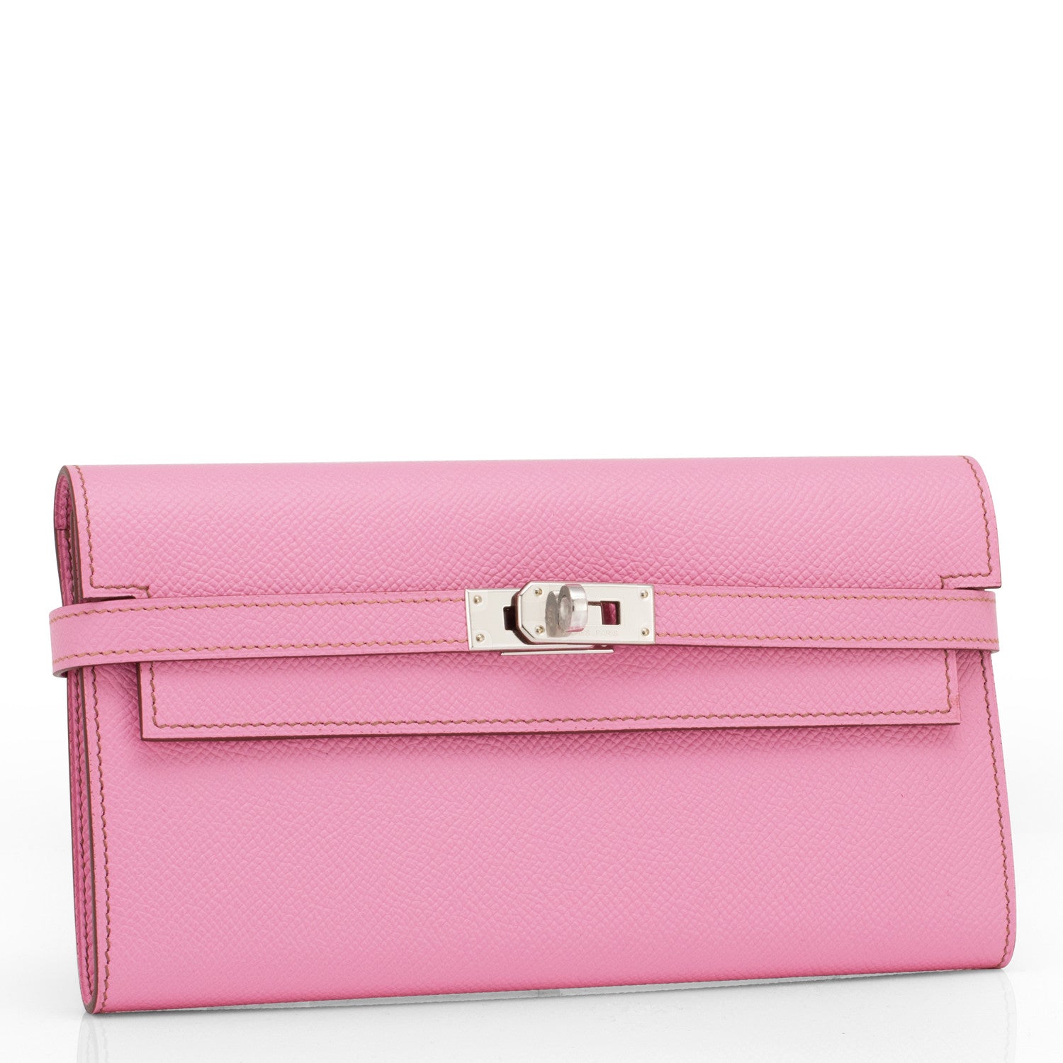 Hermes Bubblegum 5P Pink Epsom Kelly Wallet Clutch Palladium Hardware ...