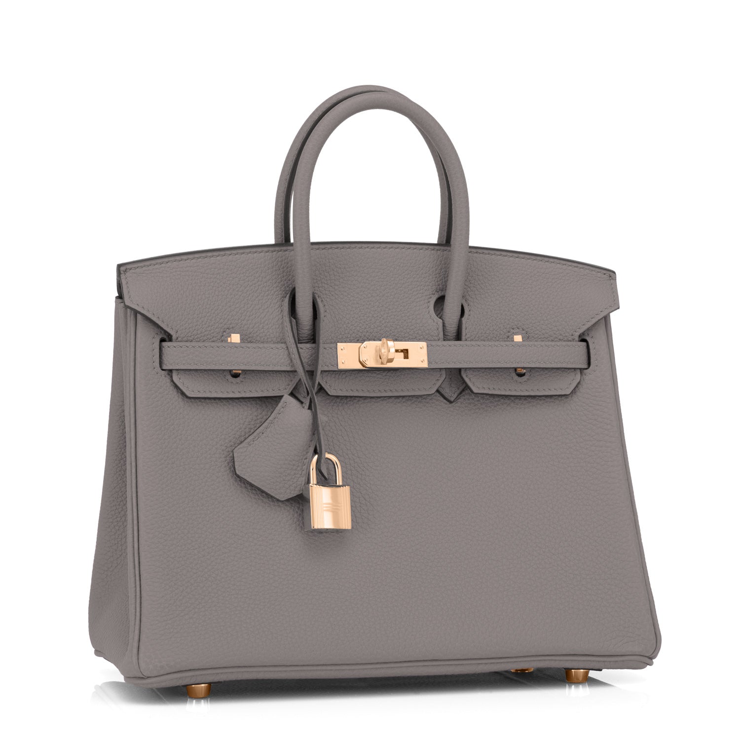 Hermes Birkin 25cm Etain Tin Grey Rose Gold Hardware Bag - Chicjoy