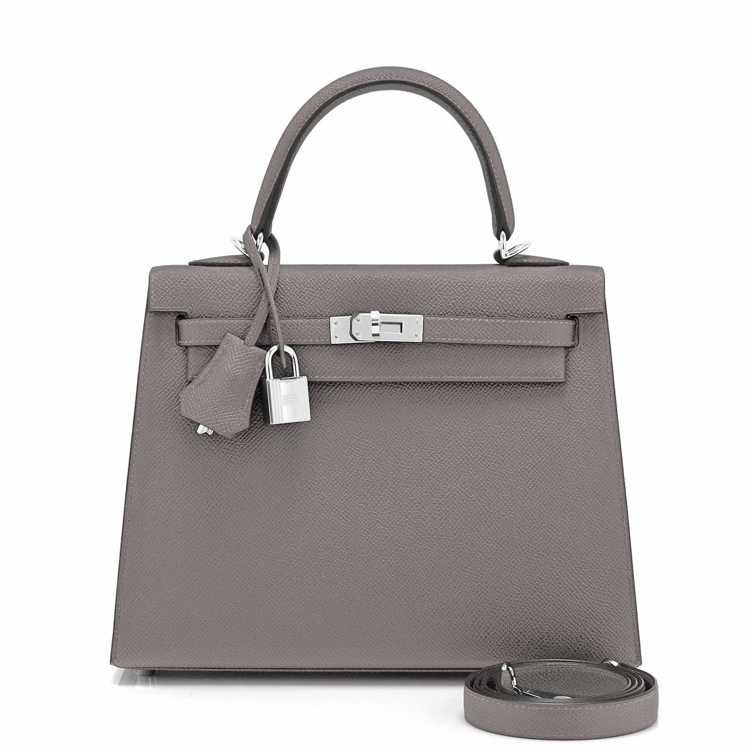 Hermes Kelly Handbag Grey Epsom with Gold Hardware 25 Neutral 2301651