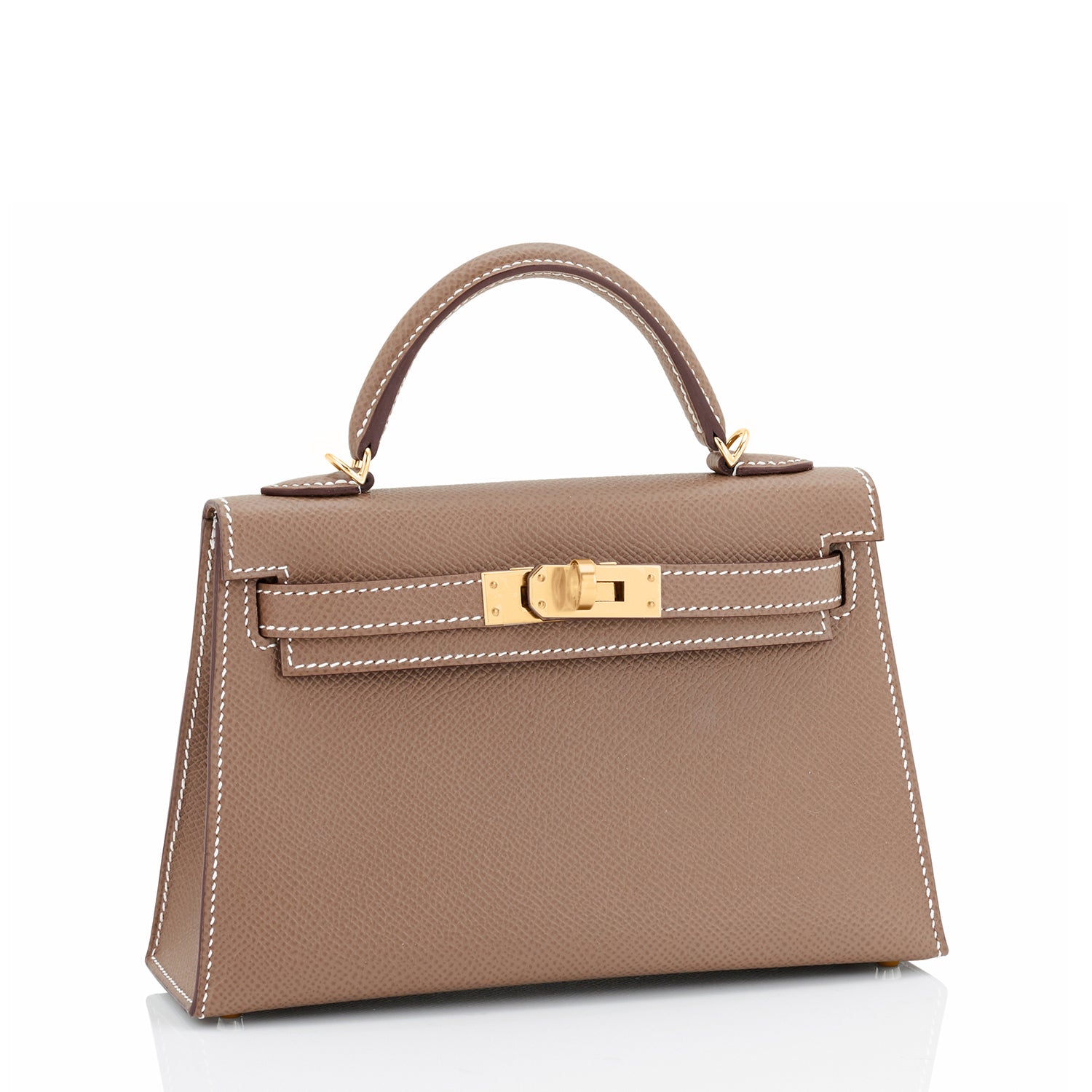 Hermes Special Order HSS Mini Kelly 20 Sellier Craie Etoupe Bag Epsom Gold  in 2023