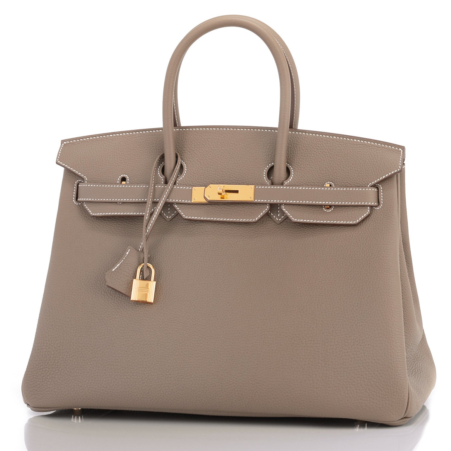 Hermes Etoupe Togo 35cm Birkin Bag Gold Hardware - Chicjoy