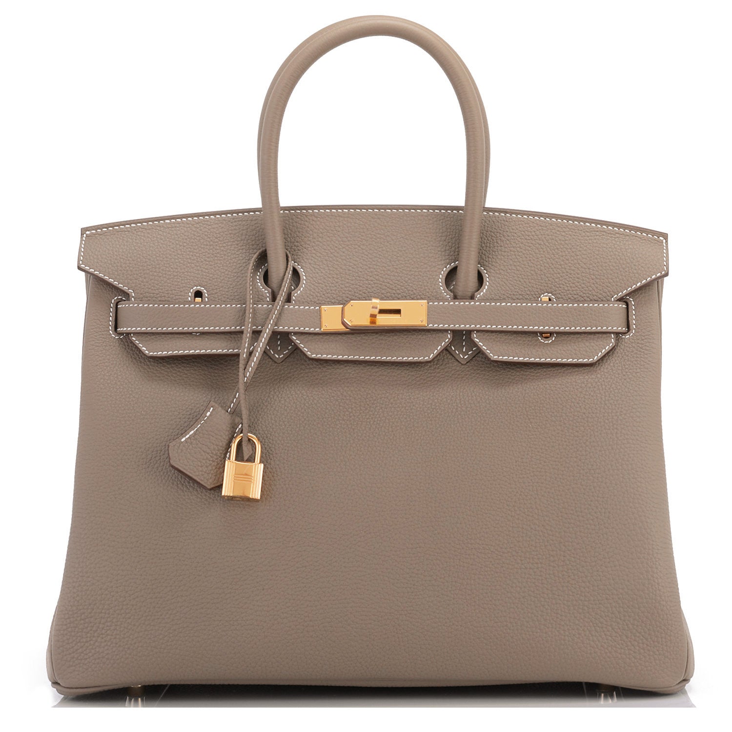 Hermes Etoupe Togo 35cm Birkin Bag Gold Hardware - Chicjoy