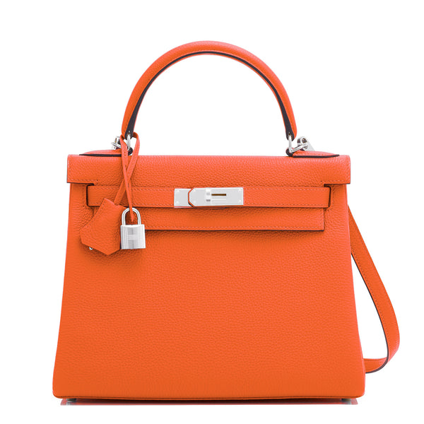 Hermes 25cm Kelly Sellier in Feu