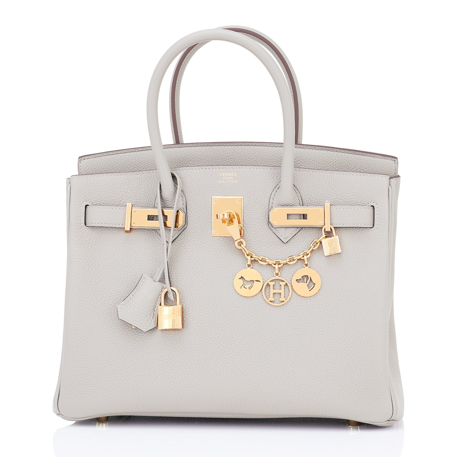 Hermes Birkin 30 Bag Gris Mouette Gold Hardware Togo Leather