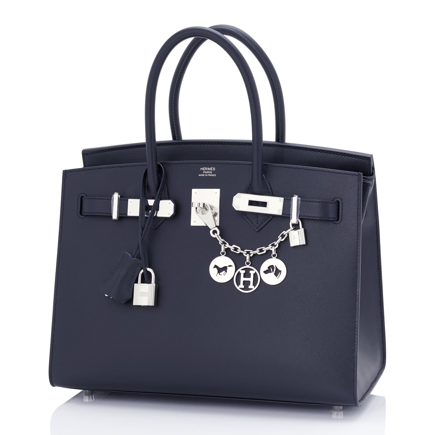 Hermes Birkin Bag 30cm Indigo Deep Navy Blue Epsom Rose Gold