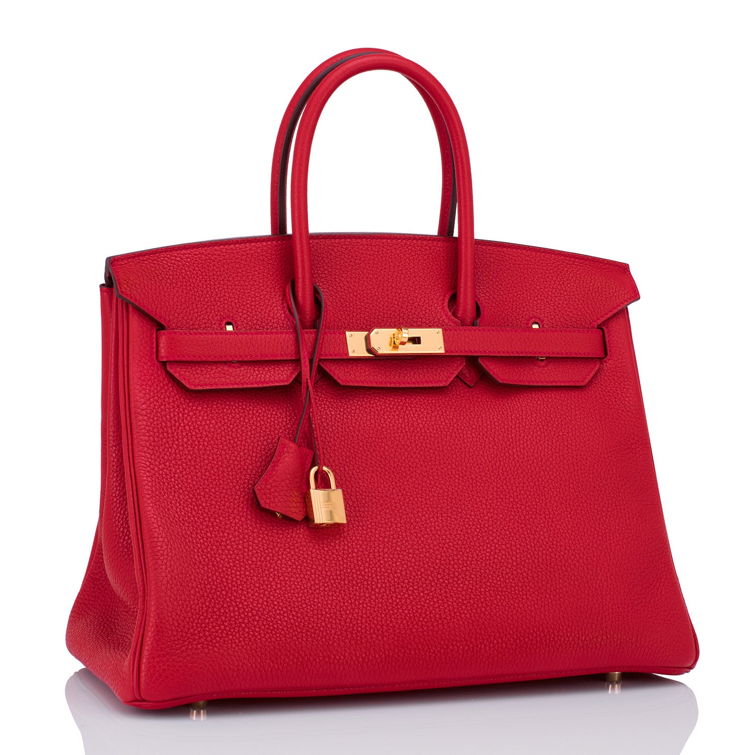 Hermes Rouge Casaque Lipstick Red 35cm Clemence Birkin Bag Gold Hardwa ...