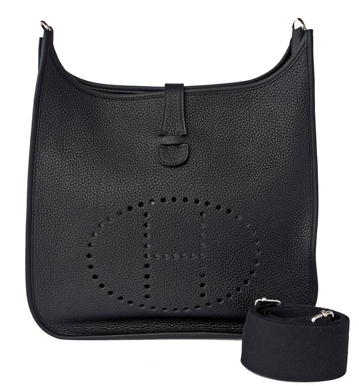 Hermes Mini Evelyne TPM Bag Black Clemence Leather with Gold