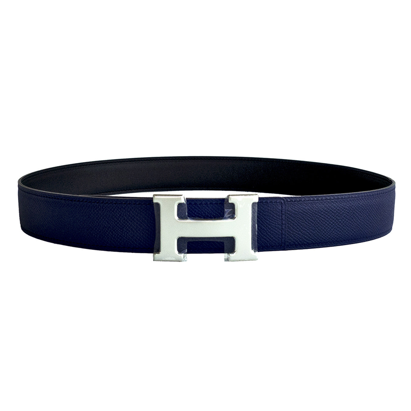 Hermes Blue Sapphire Black Reversible Unisex Constance Belt Kit Silver ...