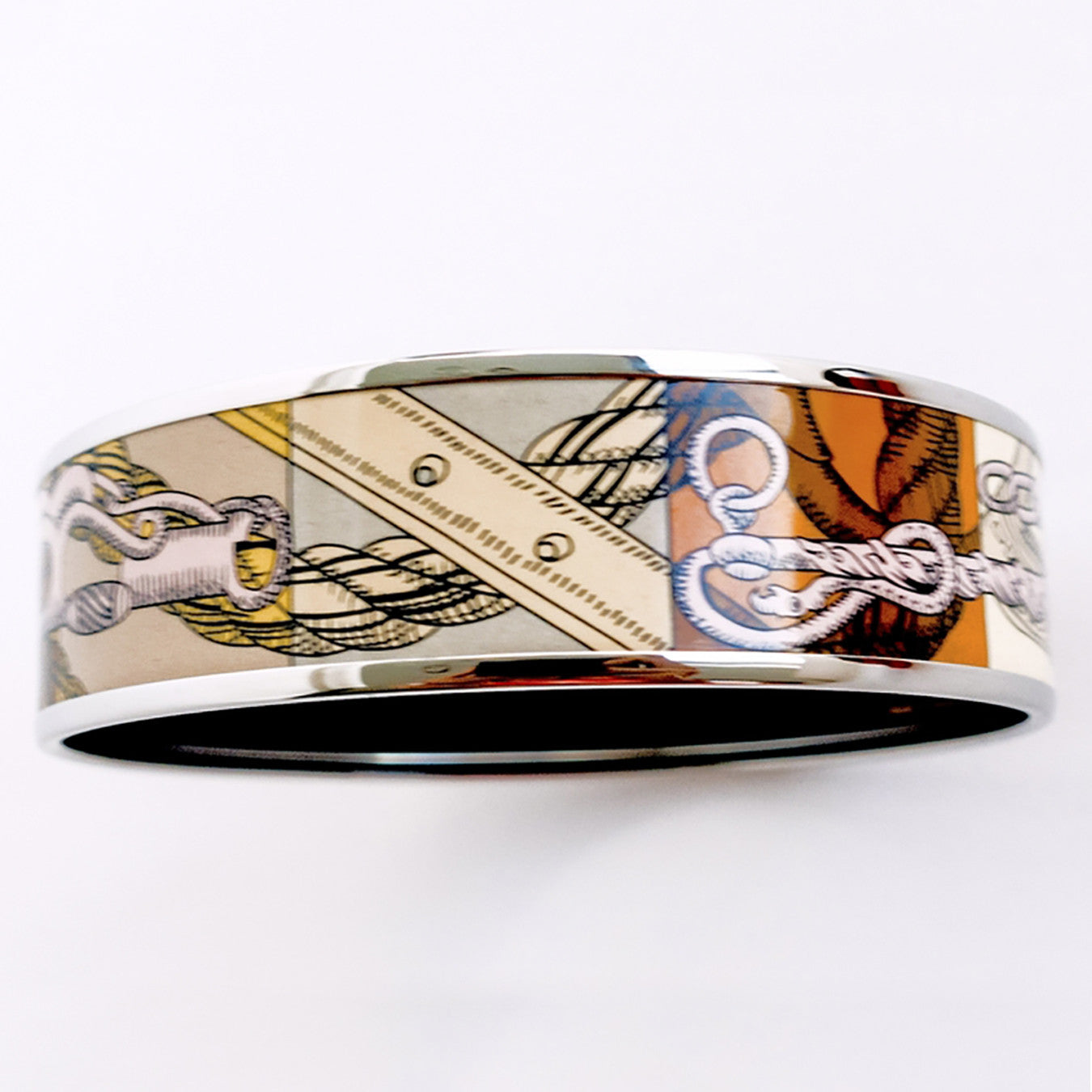 Hermes Della Cavalleria Printed Enamel Bracelet Bangle So Pretty 70