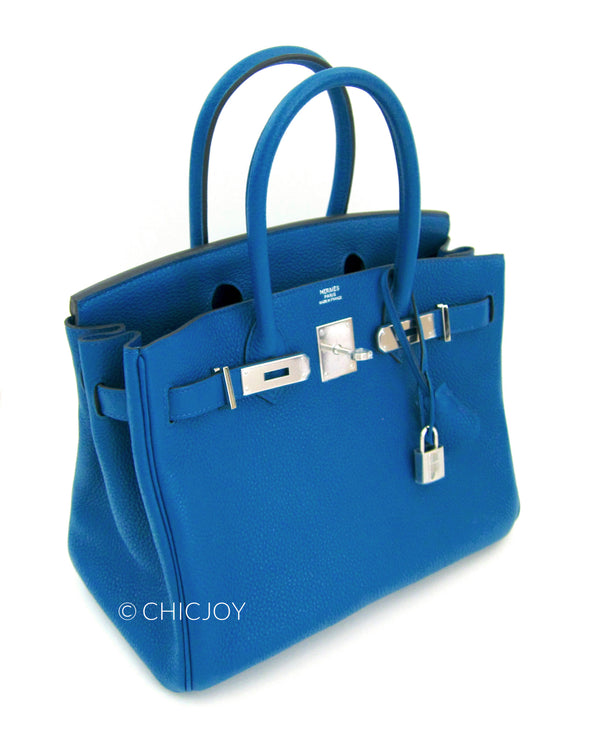 Hermes Blue Izmir 30cm Birkin PHW - Chicjoy