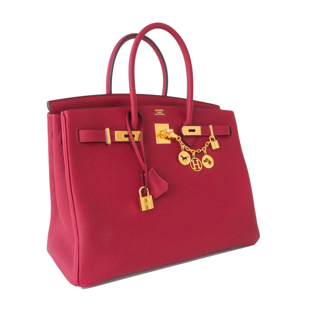 Hermes Rouge Grenat Red Togo 35cm Birkin Bag Gold Hardware GHW Exquisi ...