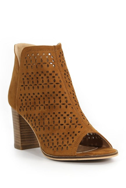 perforated open toe booties