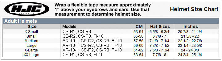 CS 5N Size Chart HQ Offroad