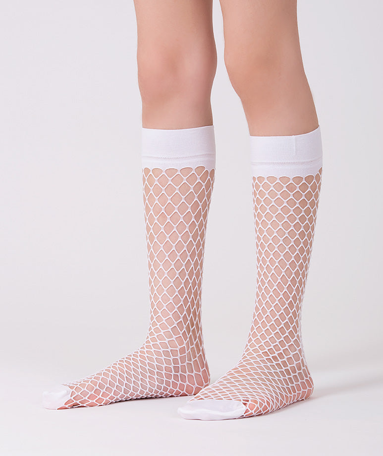 Product Image of White Fishnet Kids Socks #1