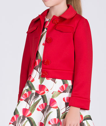 chic emerald red jacket