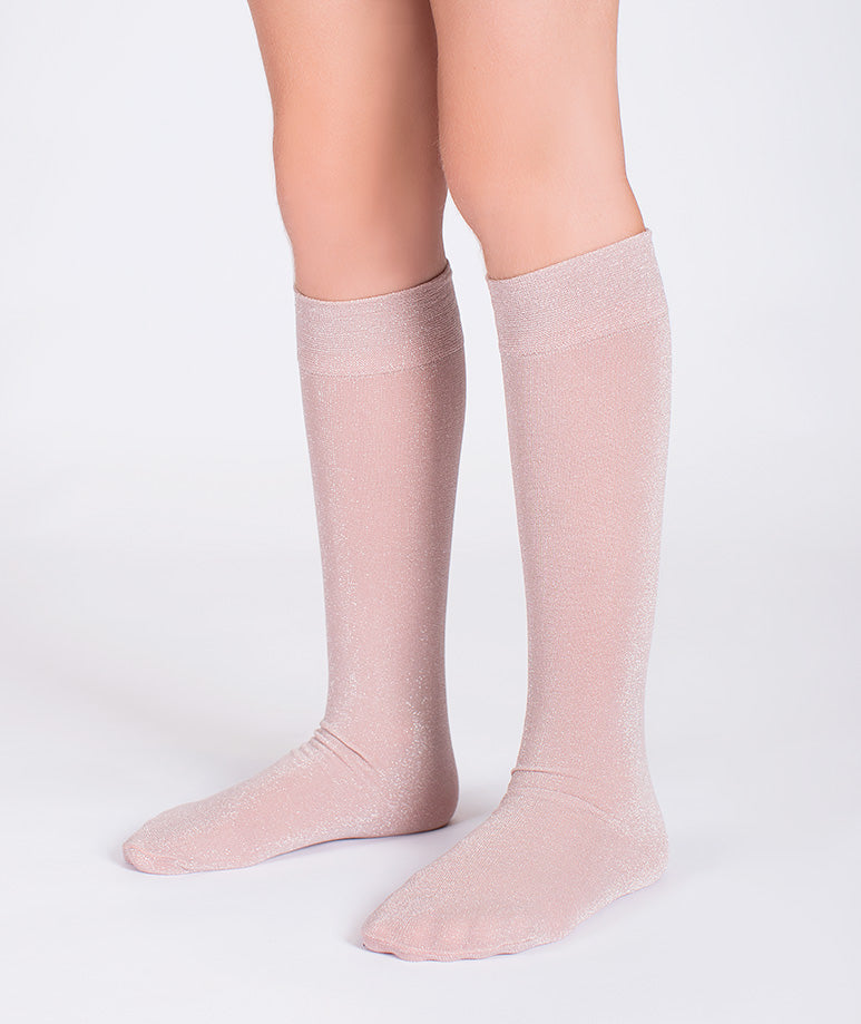 Product Image of Salmon Pink Glitter Kids Socks #1