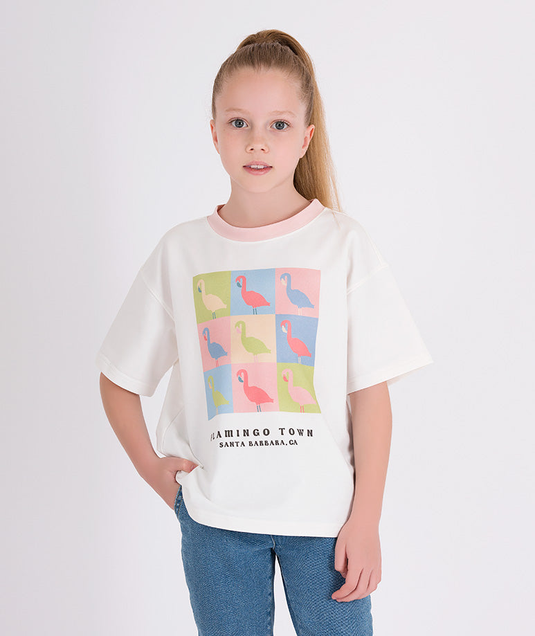 Product Image of Oversize Flamingo Square T-Shirt #1