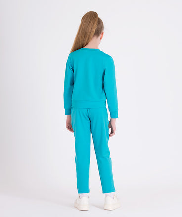 cerulean long-sleeved tee and comfy sweatpants