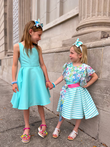 blue colorful spring dresses for kids