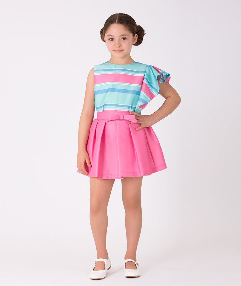 Product Image of Mint Striped Outfit | 2 Pieces #1