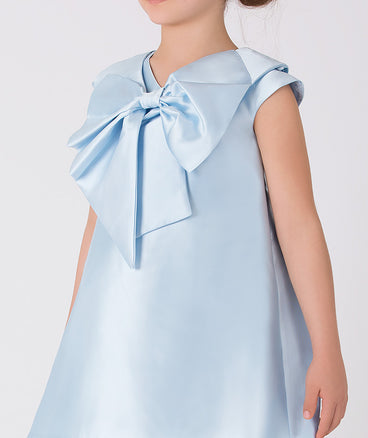 chic blue bow dress for kids