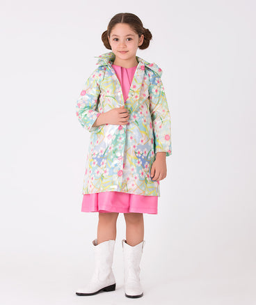 pastel raincoat with flower prints