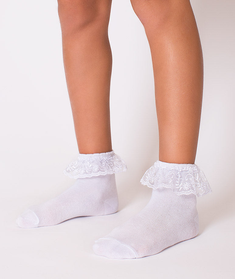 Product Image of White Lace Kids Anklets #1