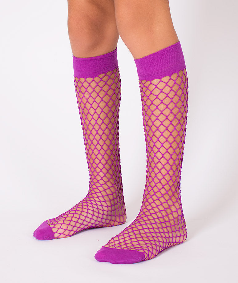 Product Image of Magenta Fishnet Kids Socks #1
