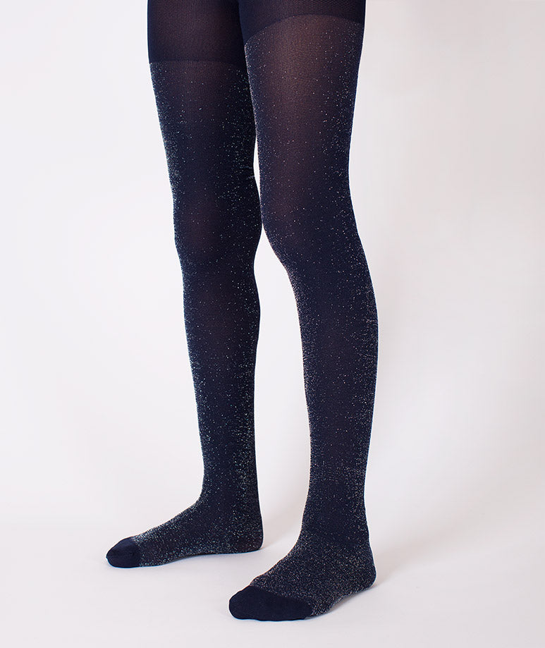 Product Image of Navy Glitter Kids Tights #1