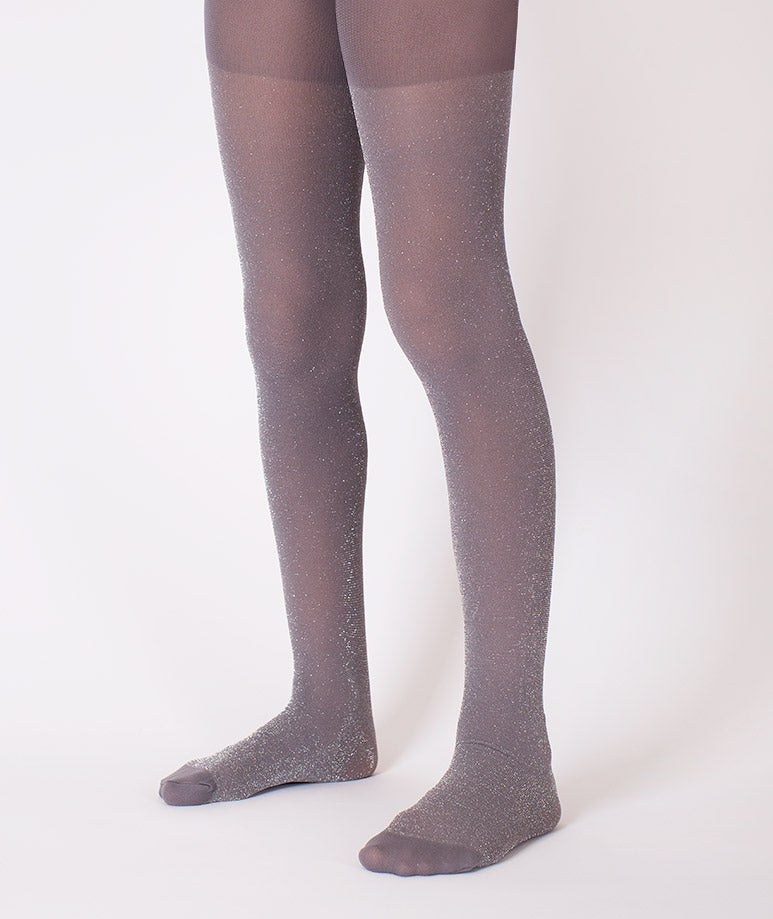 Product Image of Gray Glitter Kids Tights #1