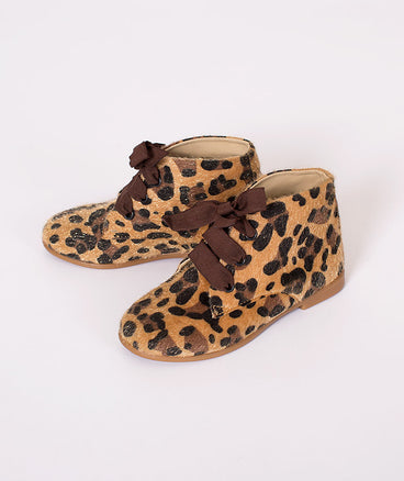 comfortable leopard kids boots with laces