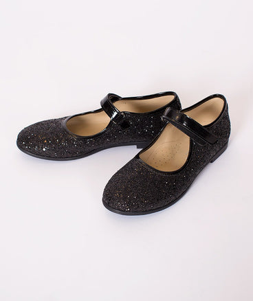 black glitter kids shoes