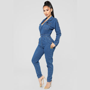 full sleeve denim jumpsuit