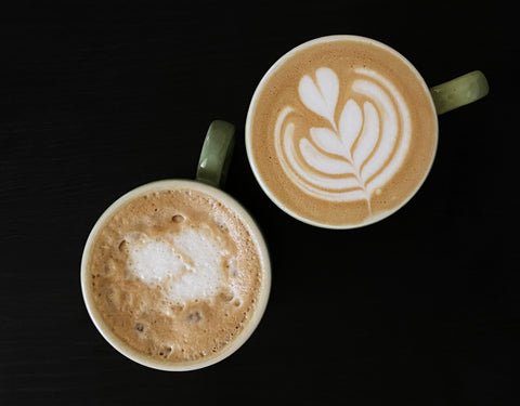 Cold-foamed versus hot-foamed milk. The thick, stiff froth of the cold-foamed milk (left) collapses very quickly.