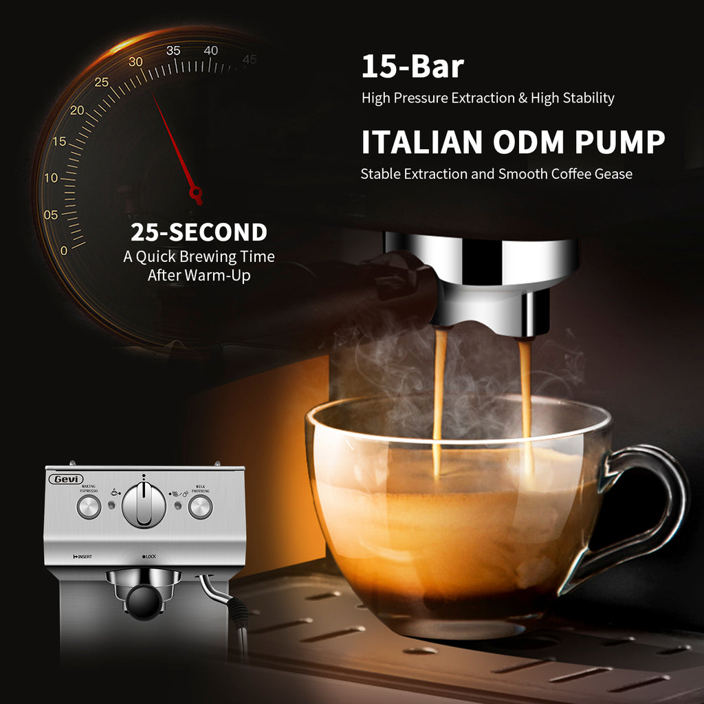 Ihomekee Espresso Machine Coffee Makers 15 Bar Cappuccino Machines with Milk  Frother for Espresso/Cappuccino/Latte/Mocha for Home Brewing 1350W 