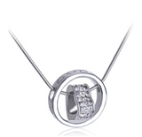 18K White Gold Plated,Crystals Heart Necklace-White Gold Necklaces for Women