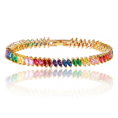 Rainbow Tennis Bracelet for Women with Rainbow Marquise Stones Hollywood Sensation