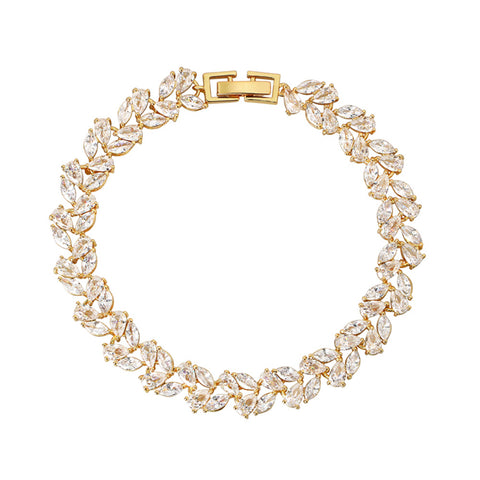 Gold Tennis Bracelet with Marquise and Pear Cut White Diamond Cubic Zirconia Tennis Bracelet Hollywood Sensation