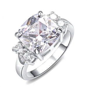 White Gold with Cubic Zirconia Cushion Cut Ring for Women