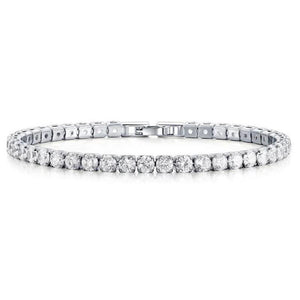 White Gold Cubic Zirconia Single Row Tennis Bracelet for Women