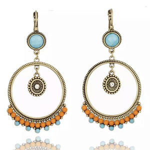 Vintage Boho Dangle Hoop Earrings