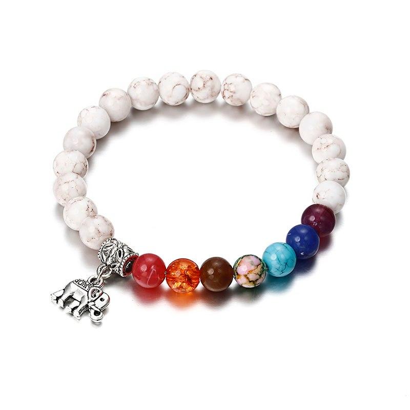 Chakras Bracelet with Elephant Charm