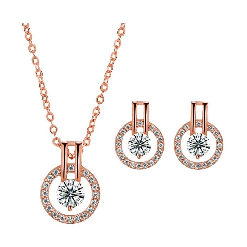 Buy Cubic Zirconia Diamond Necklace Earrings Set, Rose Gold, Irvine, Oxnard  Bridal Necklace Earrings Necklace Set CZ Necklace Set Online in India - Etsy