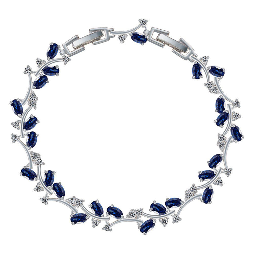 Cubic Zirconia Tennis Bracelet for Women with Sapphire and White Diamond Cubic Zirconia Stones