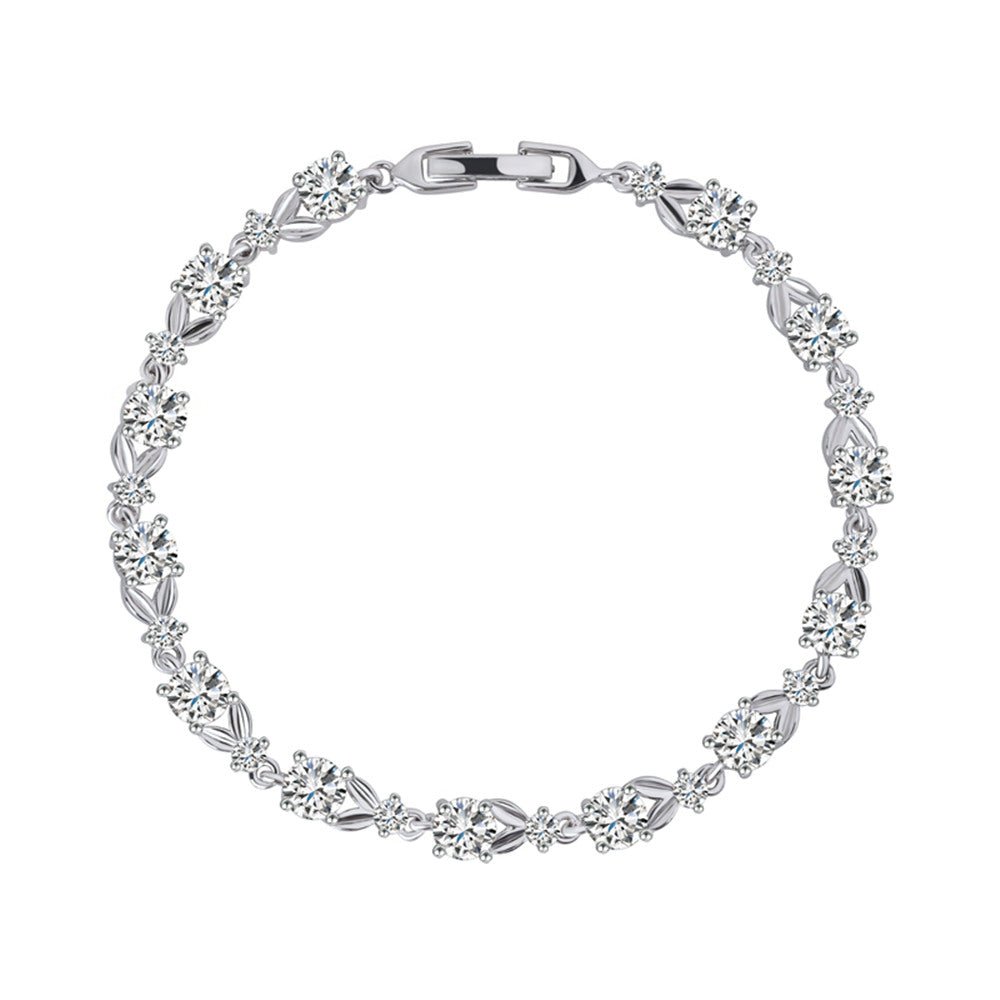 Dainty Cubic Zirconia Tennis Bracelet for Women with Round Cut White Diamond Cubic Zirconia