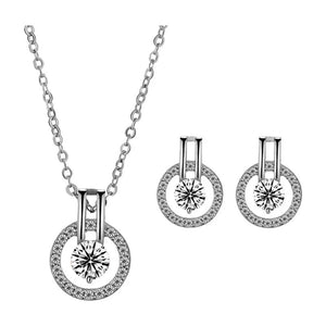 Cubic Zirconia Necklace & Cubic Zirconia Earrings-Hollywood Sensation's-"Linda" Necklace and Earring Set