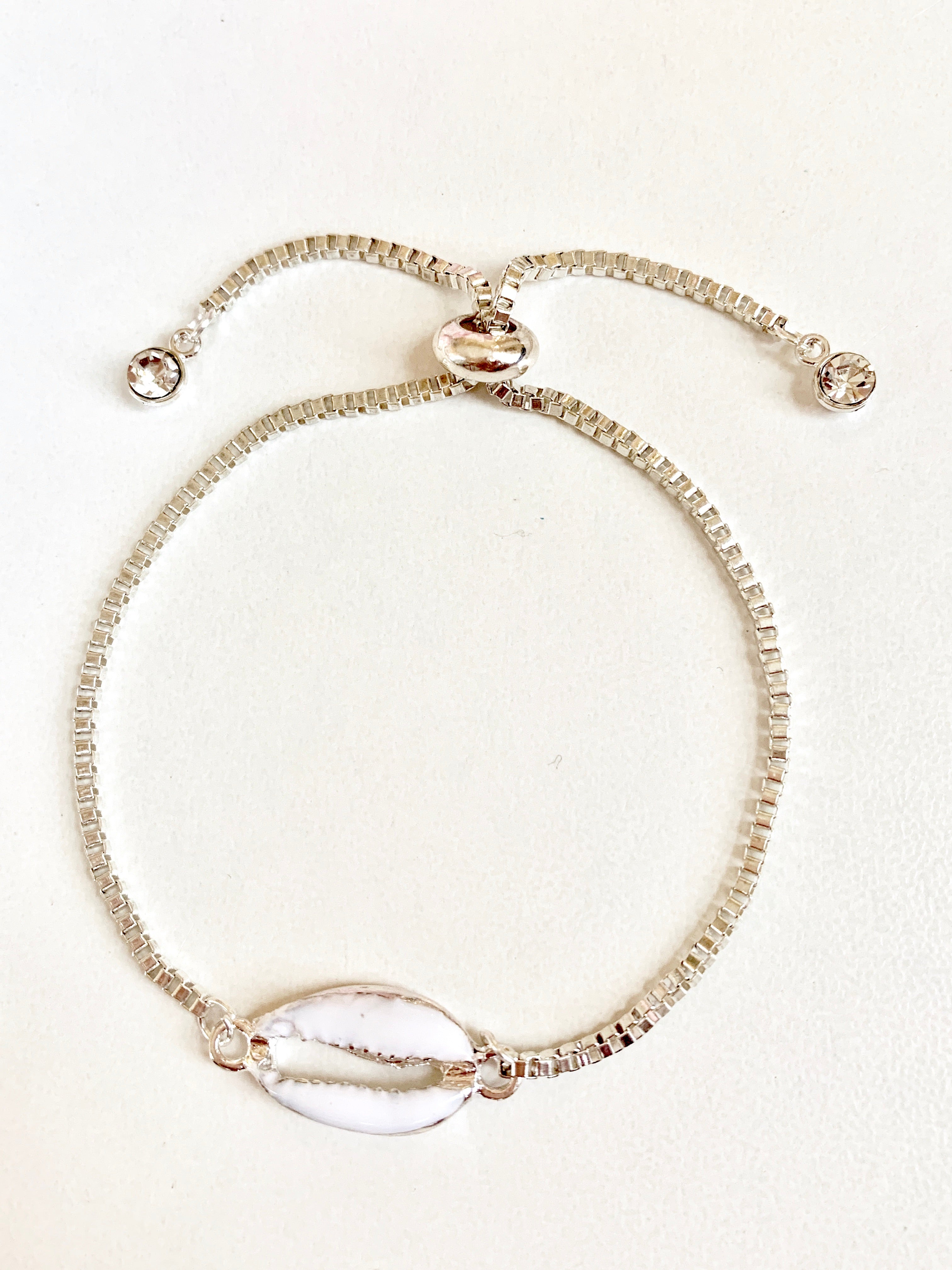 Silver Seashell Bracelet with Adjustable Spring Closure