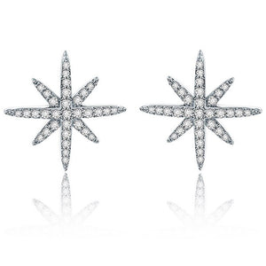 Star Stud Earrings Cubic Zirconia Gold Plated